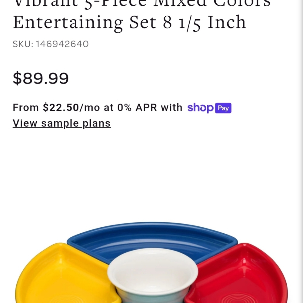 Colorful Fiesta Wear Sectioned Serving Platter with Bowl. - Picture 7 of 12
